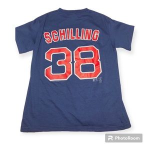 2004 Boston Red Sox Curt Schilling #38 Jersey Crew Neck T-Shirt Boys Large 14/16